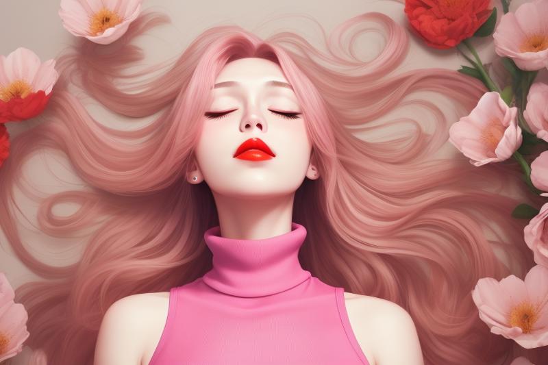 1000000000000000000000000008-599996457-1girl, long hair, solo, floating hair, closed eyes, upper body, sleeveless, parted lips, red lips, lips, pink hair, turtleneck,.png